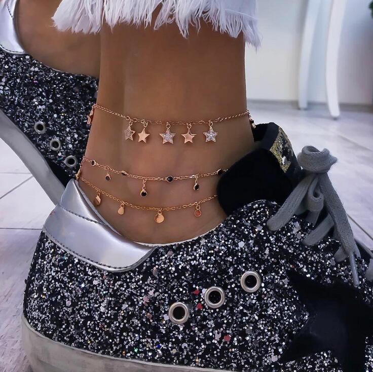 

Lovely Casual Star Decoration Gold 3-piece Body Chain