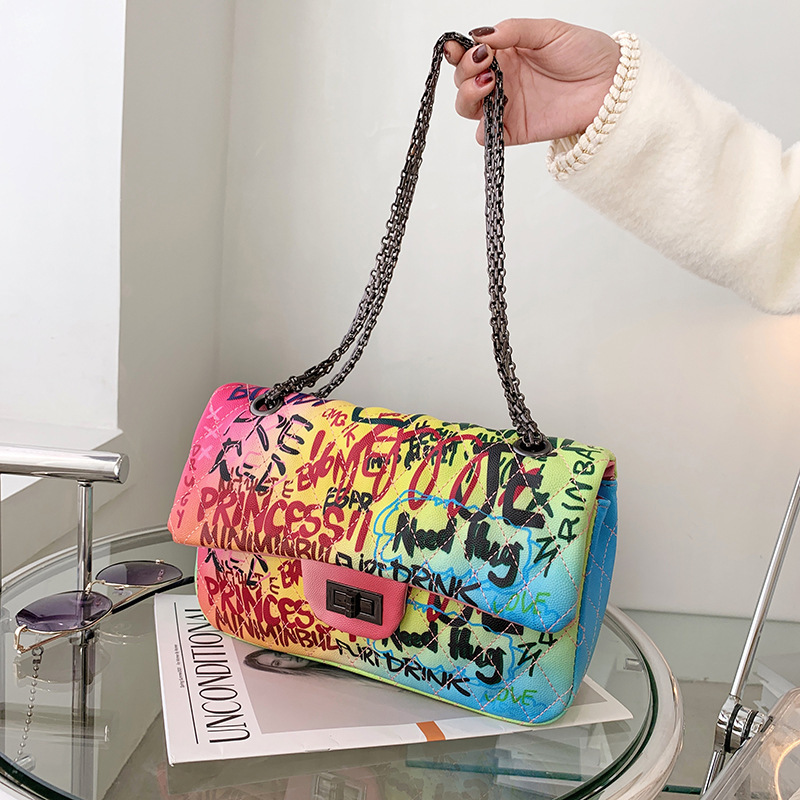 

LW Casual Graffiti Print Multicolor Crossbody Bag, Multi