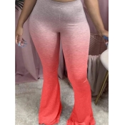 LW Plus Size Casual Gradient Flared Red Pants