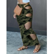 LW Street Camo Print Hollow-out Ankle Length Skirt