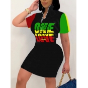 LW Street Letter Print Patchwork Multicolor Mini D