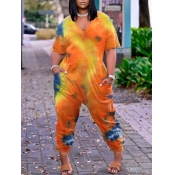 LW Plus Size Street Dropped Shoulder Tie-dye Orang