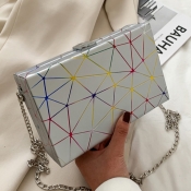 Lovely Casual Geometric Print Silver Crossbody Bag