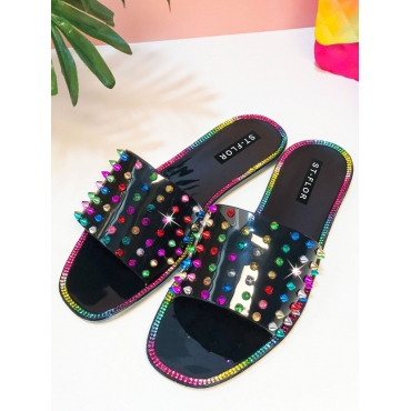 

Lovely Sweet See-through Black Slippers