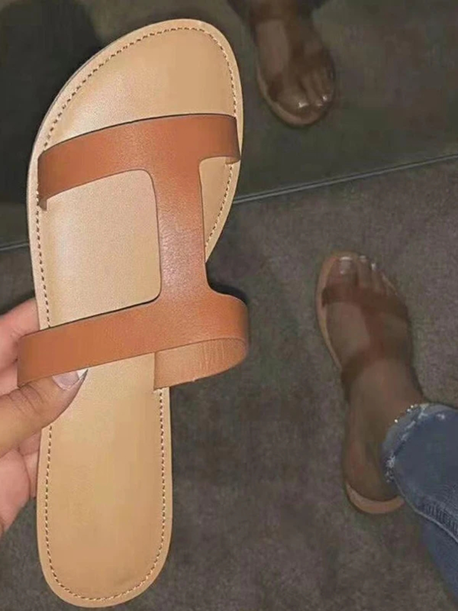 

Lovely Casual Round-toe Brown Slippers