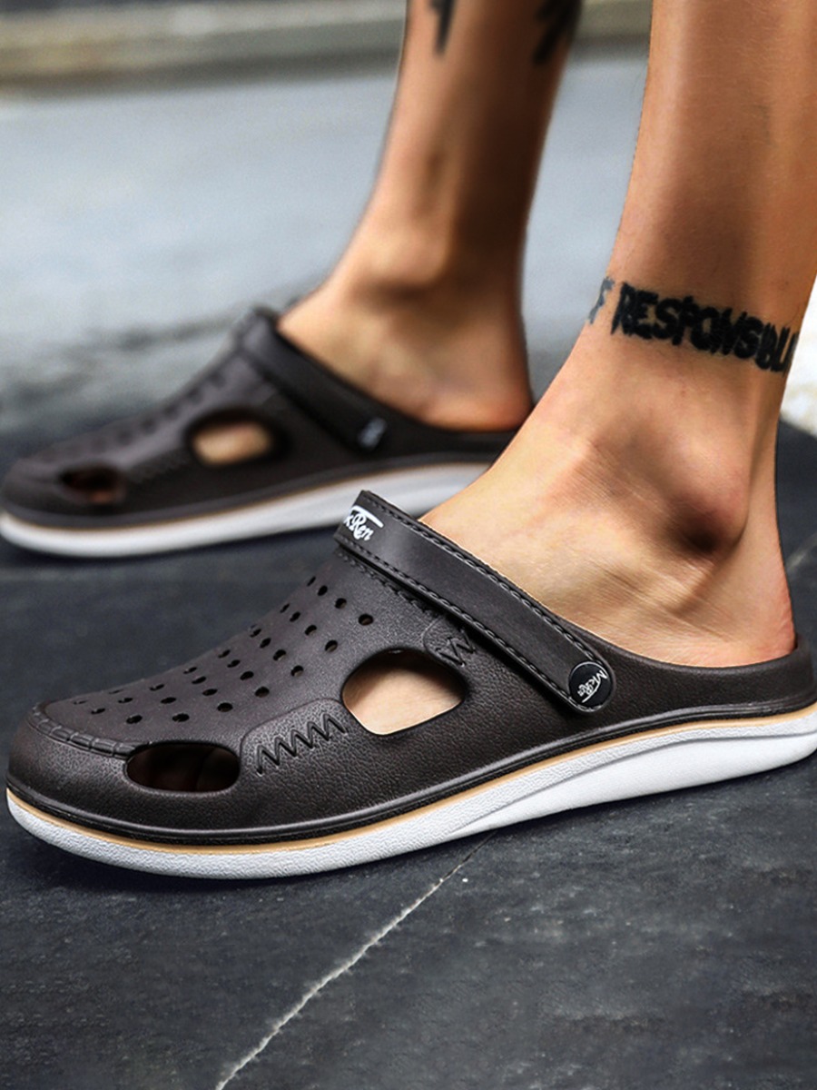 

Lovely Men Casual Hollow-out Brown Slippers