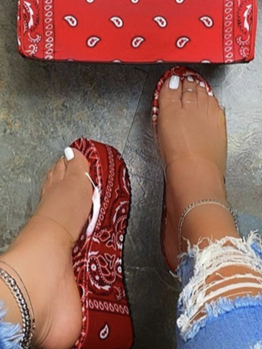 

LW Casual Cashew Print Red Platform Shoes