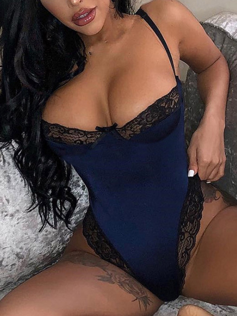 

LW SXY Lace Patchwork Blue Sleepwear