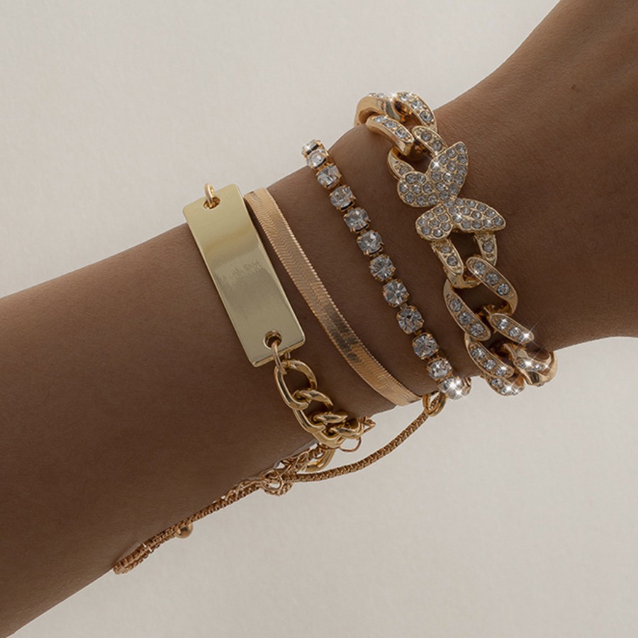 

LW Street Butterfly Decoration Gold 4-piece Bracelet