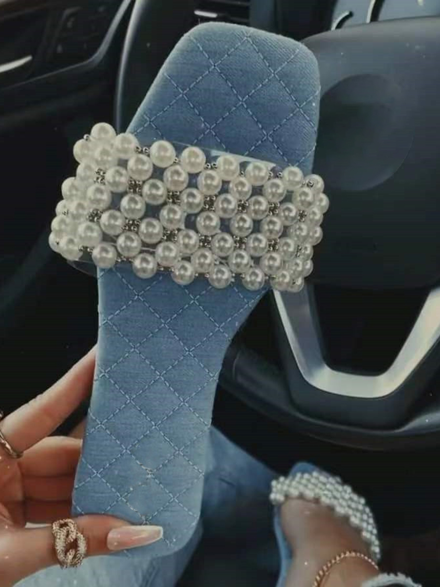 

LW BASICS Sweet Pearl Decoration Blue Sandals