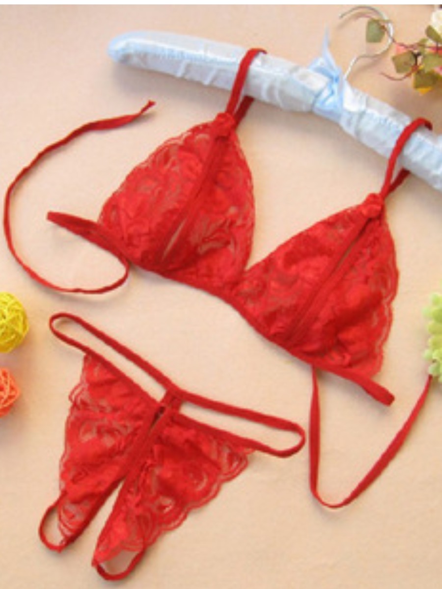 LW SXY See-through Bandage Design Red Bra Set