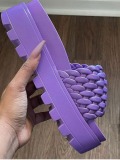 LW Casual Woven Purple Platform Slides