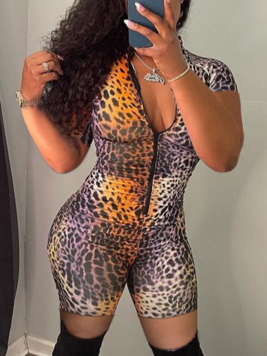 

Lovely Street Gradient Leopard Print One-piece Romper