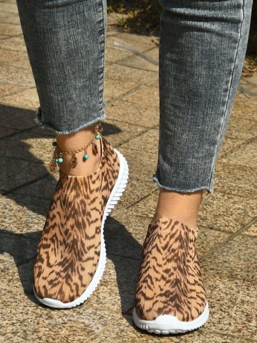

Lovely Sporty Animal Print Brown Sneakers