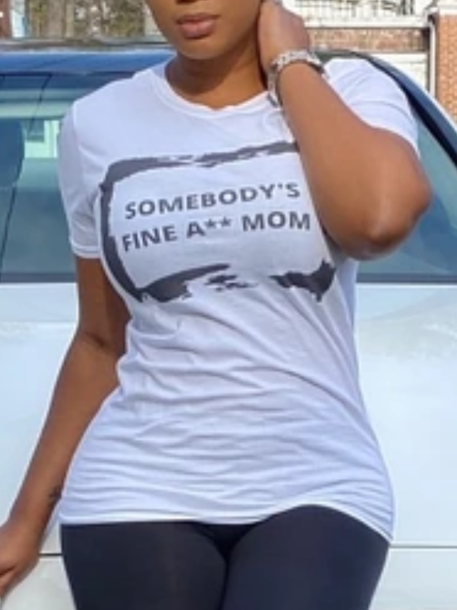 

Lovely Street O Neck Letter Print White T-shirt
