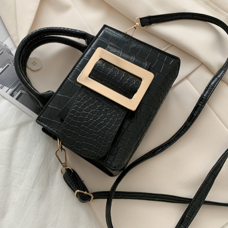 

Lovely Casual Metal Accessories Decoration Black Crossbody Bag