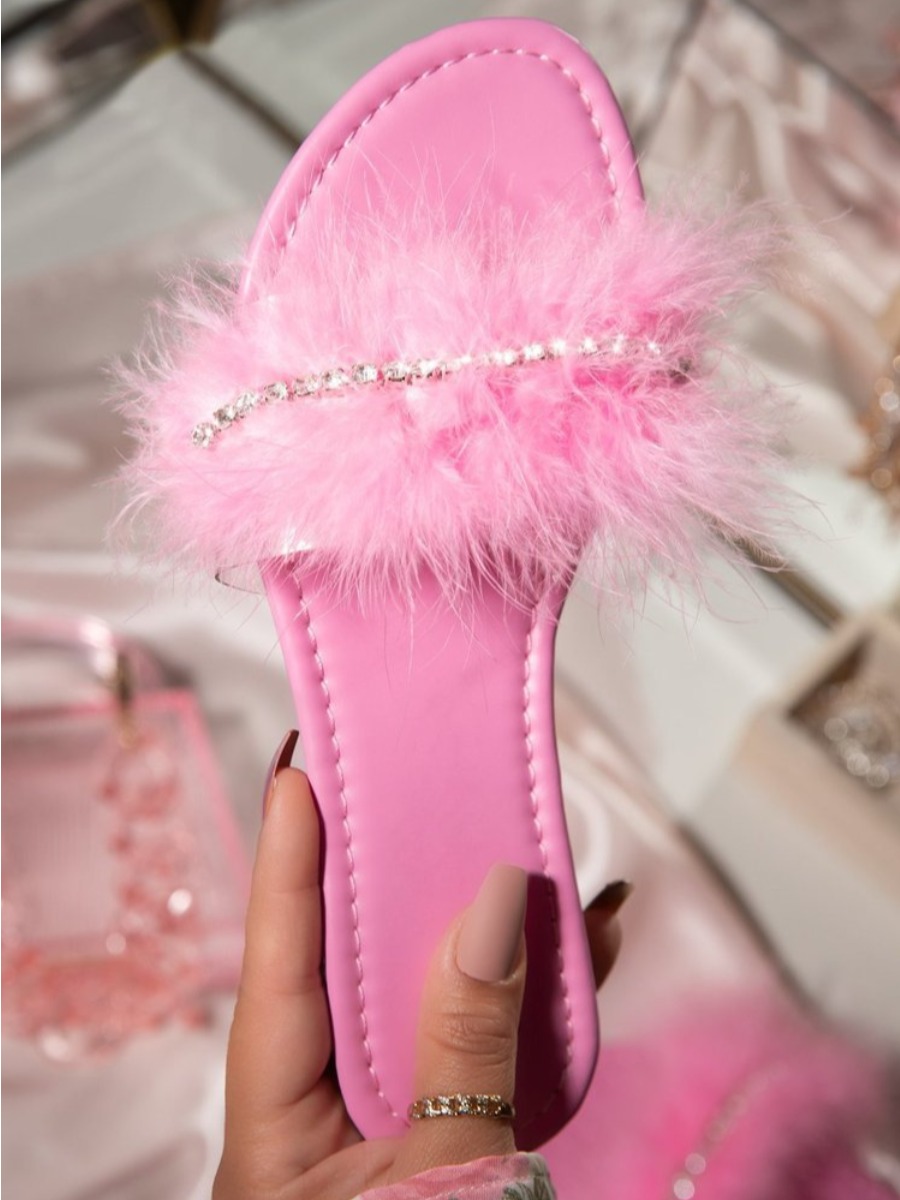 

Lovely Casual Fluffy Pink Slippers