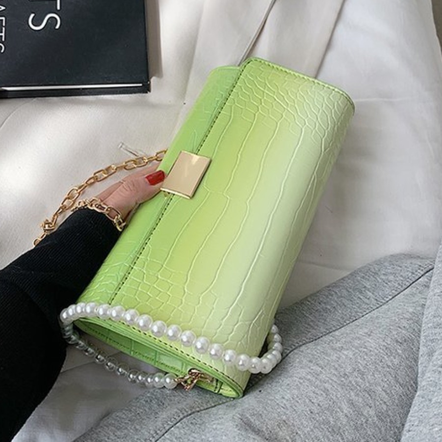 

Lovely Casual Gradient Pearl Decoration Green Shoulder Bag