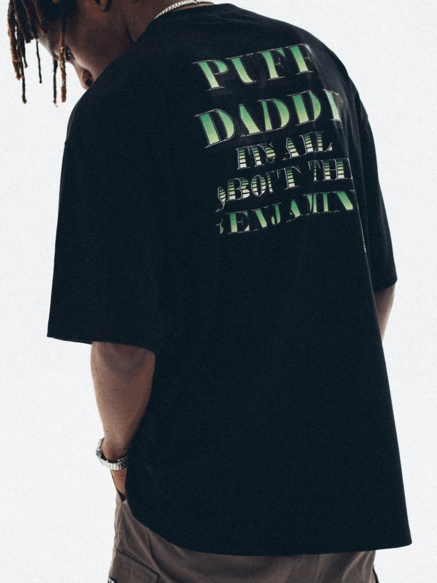 

Lovely Men Casual O Neck Letter Print Black T-shirt
