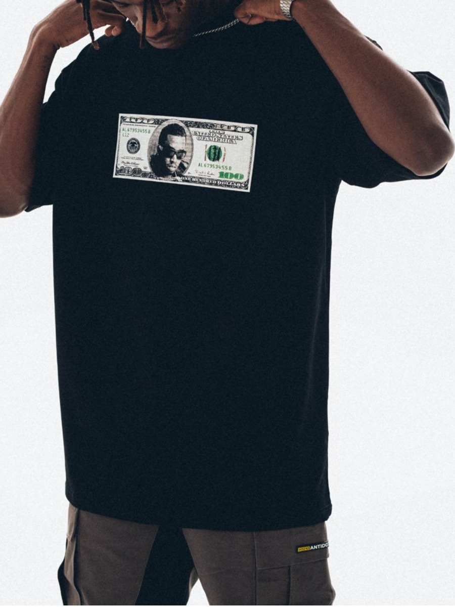 

Lovely Men Casual O Neck Money Print Black T-shirt
