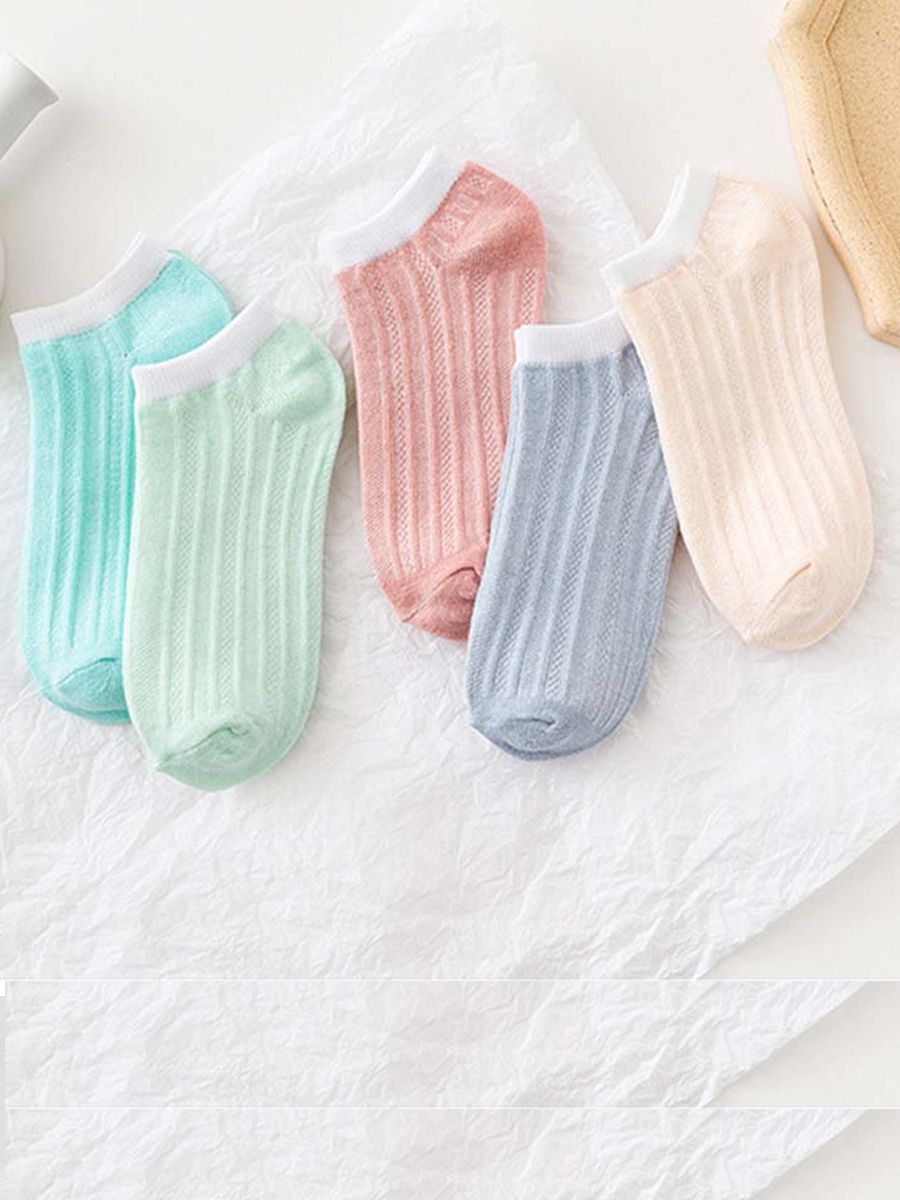 

LW COTTON 5-pair Casual Rib-Knit Multicolor Socks (Mixed Colors), Multi