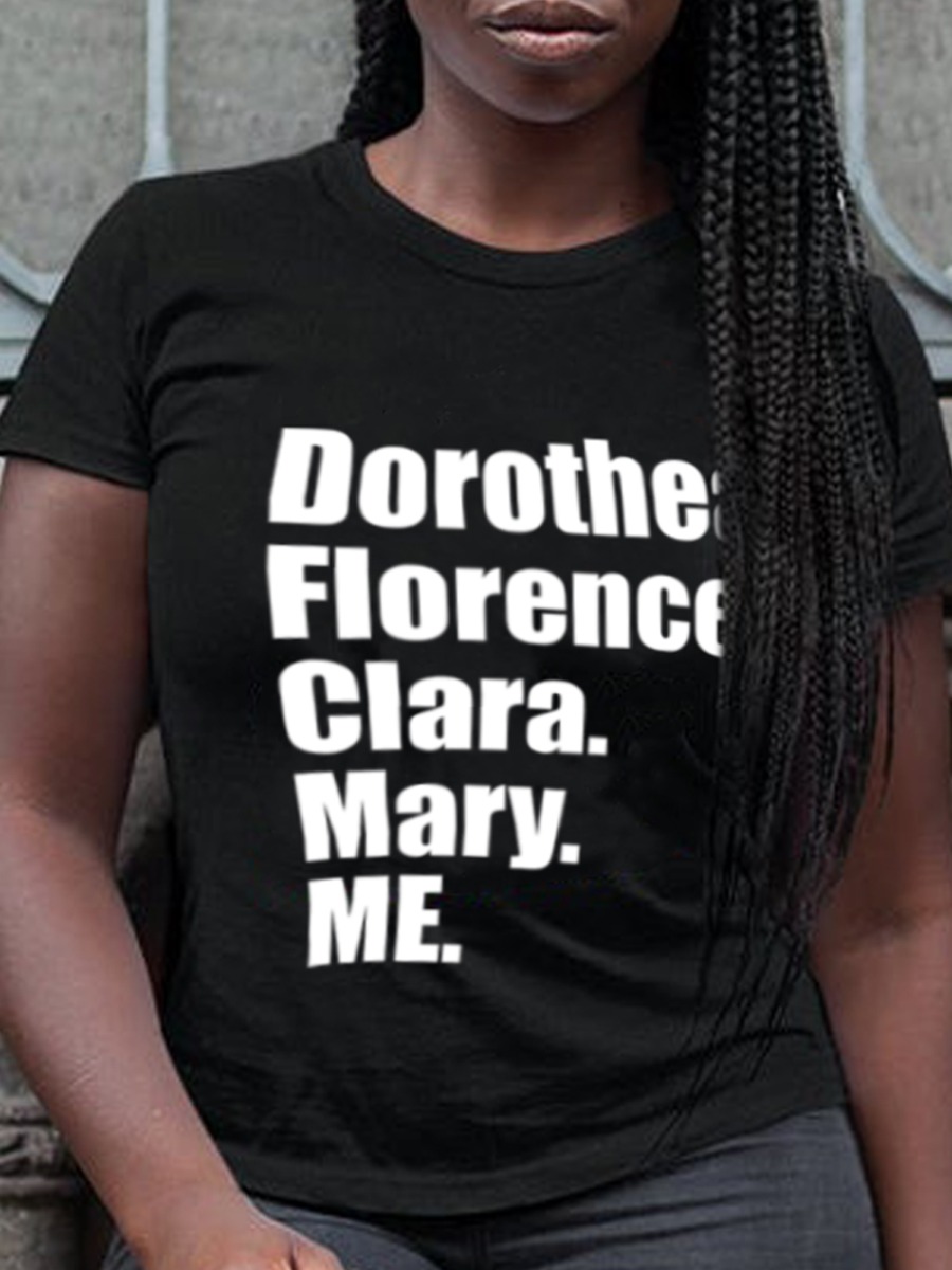 

Lovely Casual O Neck Letter Print Black T-shirt