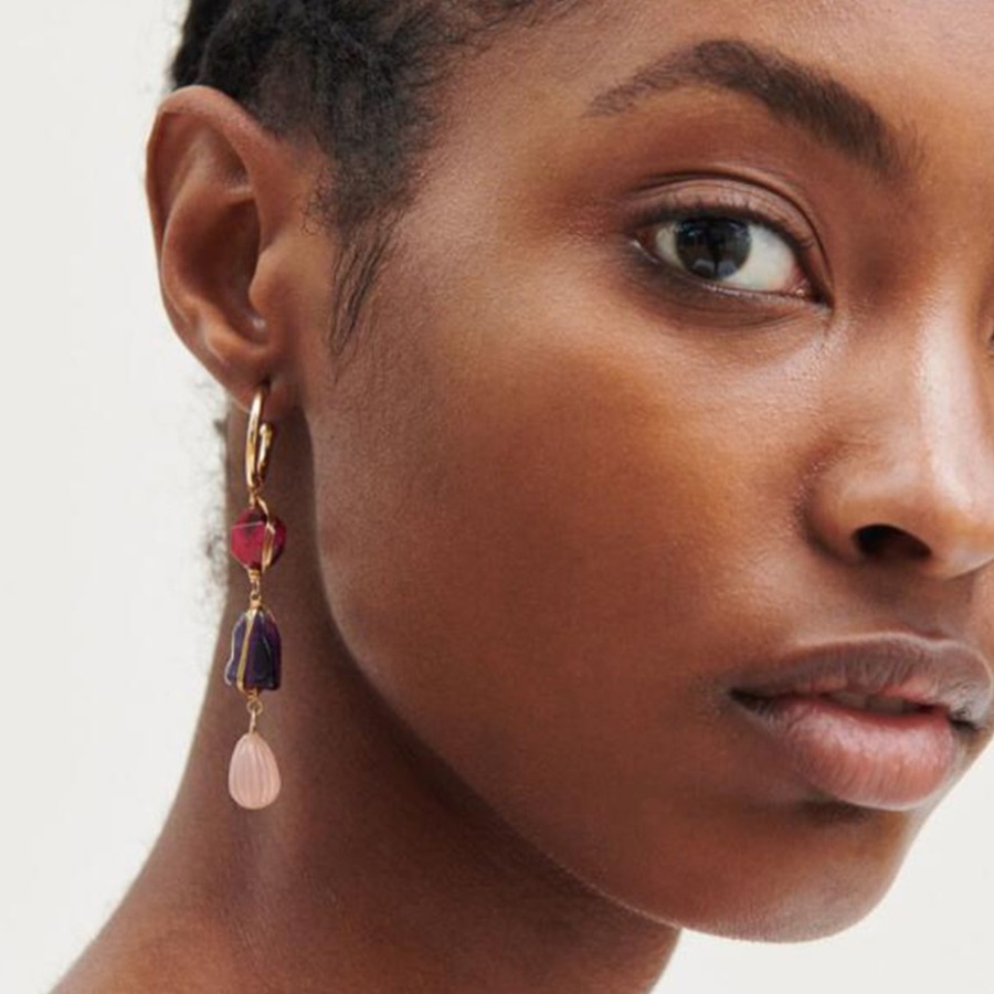 

Lovely Casual Stone Decoration Multicolor Earring, Multi
