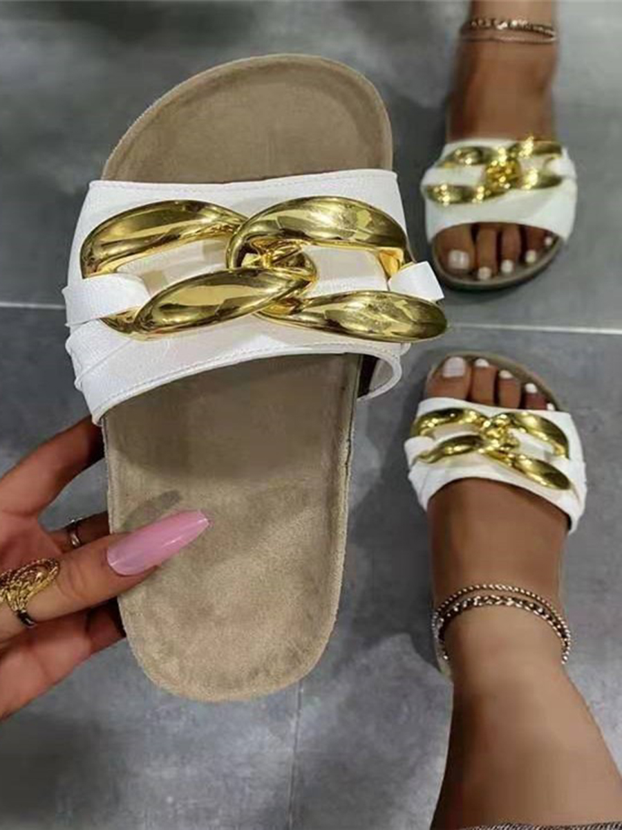 

Lovely Street Chain Decoration White Slippers