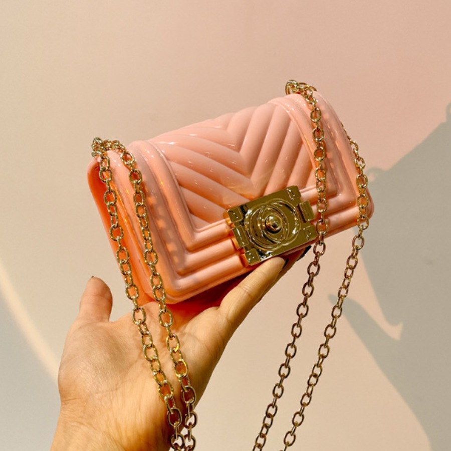 

Lovely Casual Chain Strap Pink Shoulder Bag