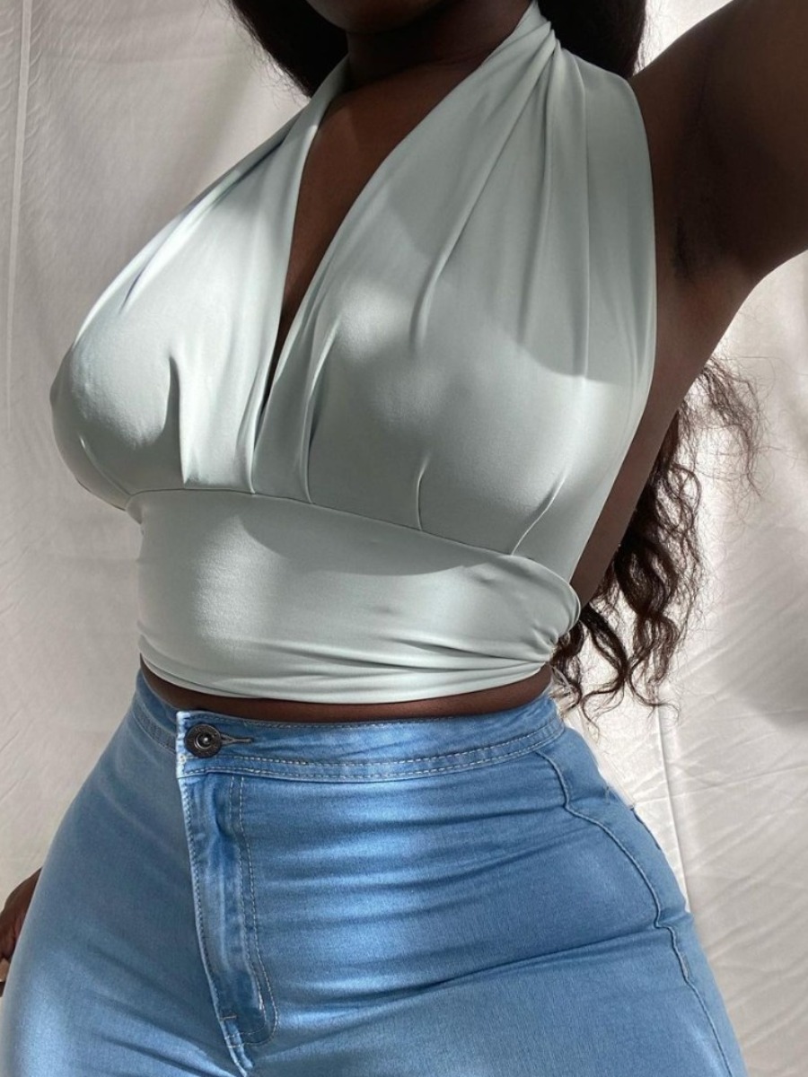 

Lovely Casual Backless Bandage Design White Camisole