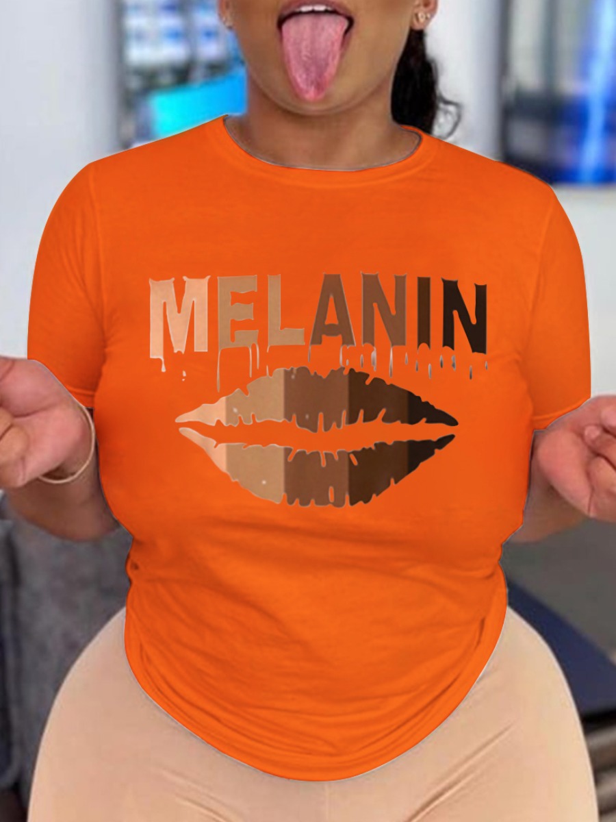 

Lovely Casual Lip Letter Print Croci T-shirt