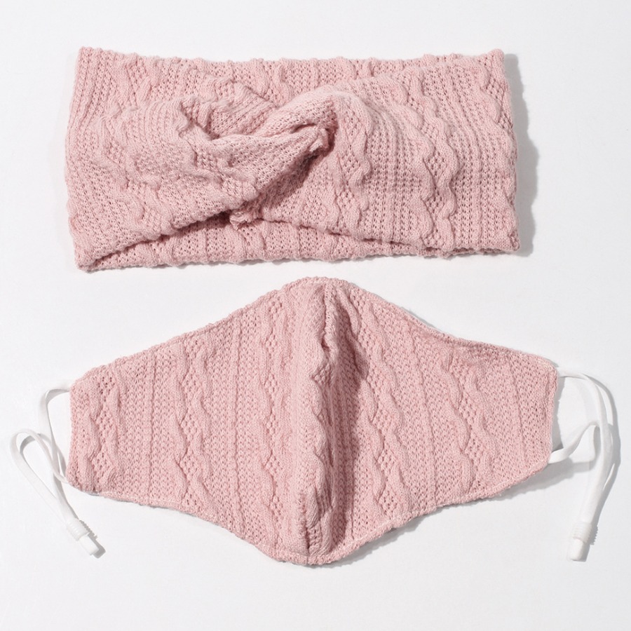 

Lovely Casual Knit Pink Face Mask(With Head Band)