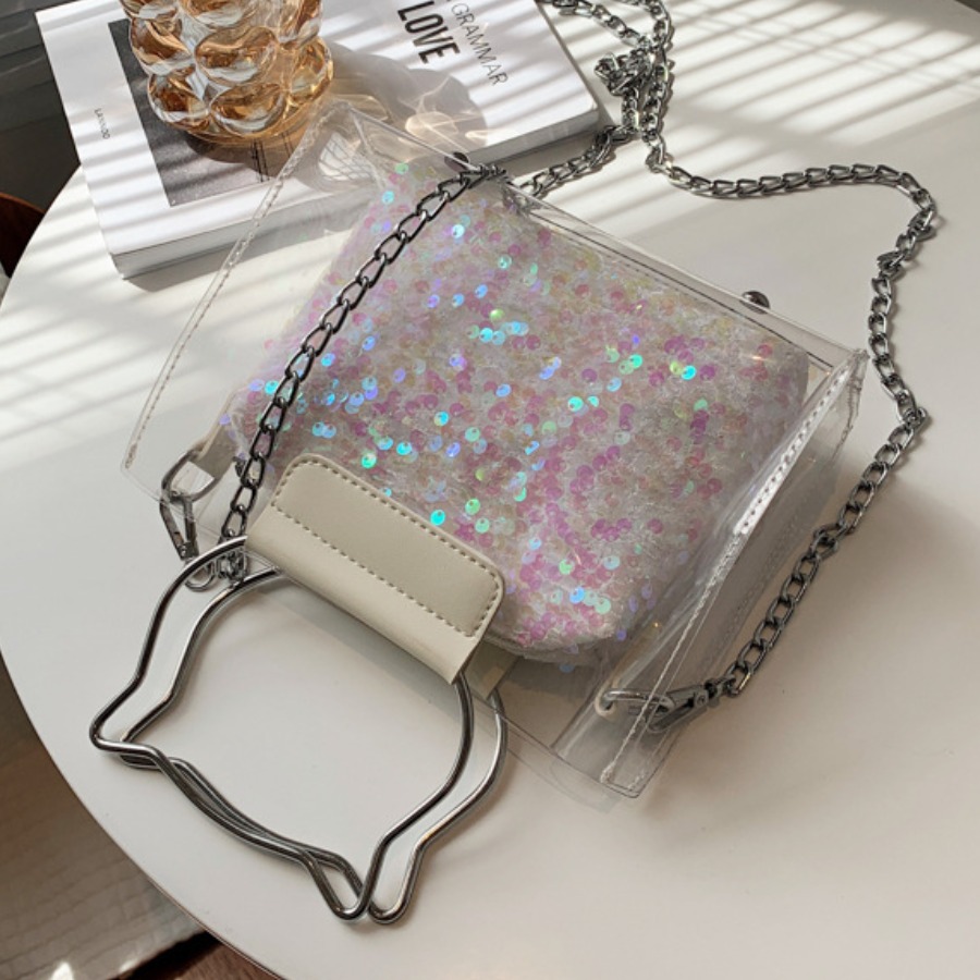 

Lovely Casual See-through Chain Strap White Crossbody Bags