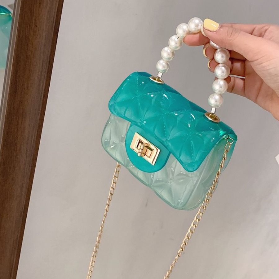 

Lovely Sweet See-through Pearl Decoration Green Crossbody Bags