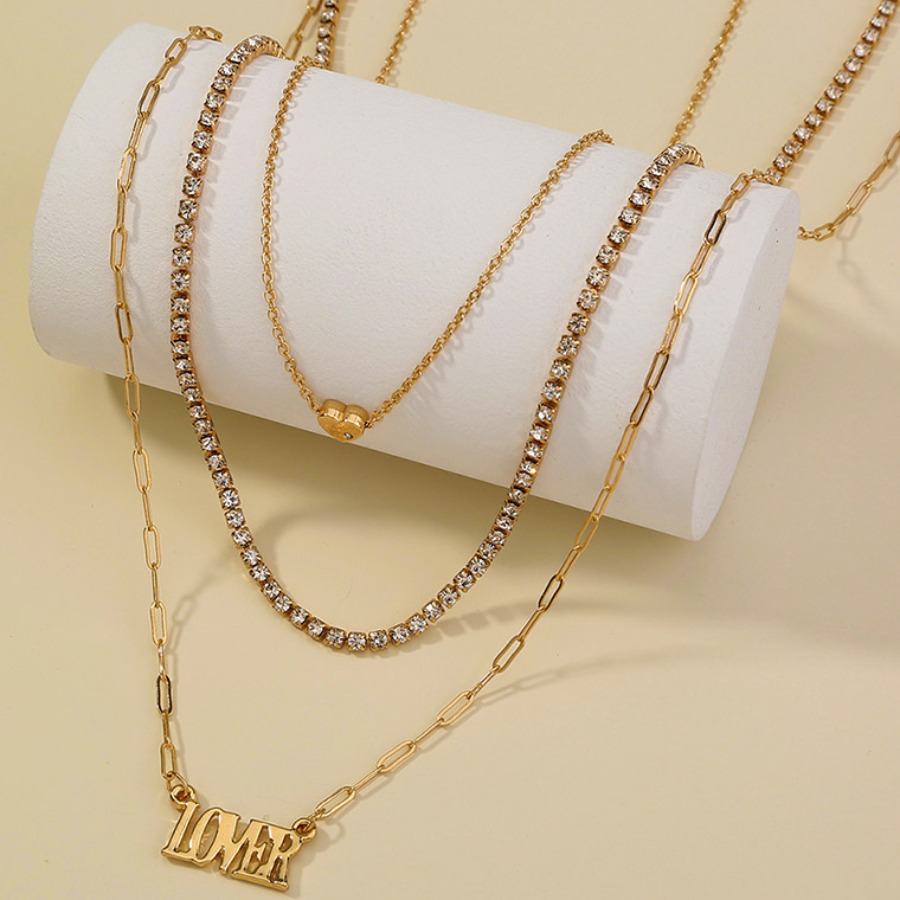 

Lovely Street Letter Decoration Gold Multilayer Necklace