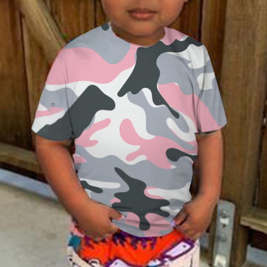 

Lovely Men Street O Neck Camo Print Pink T-shirt