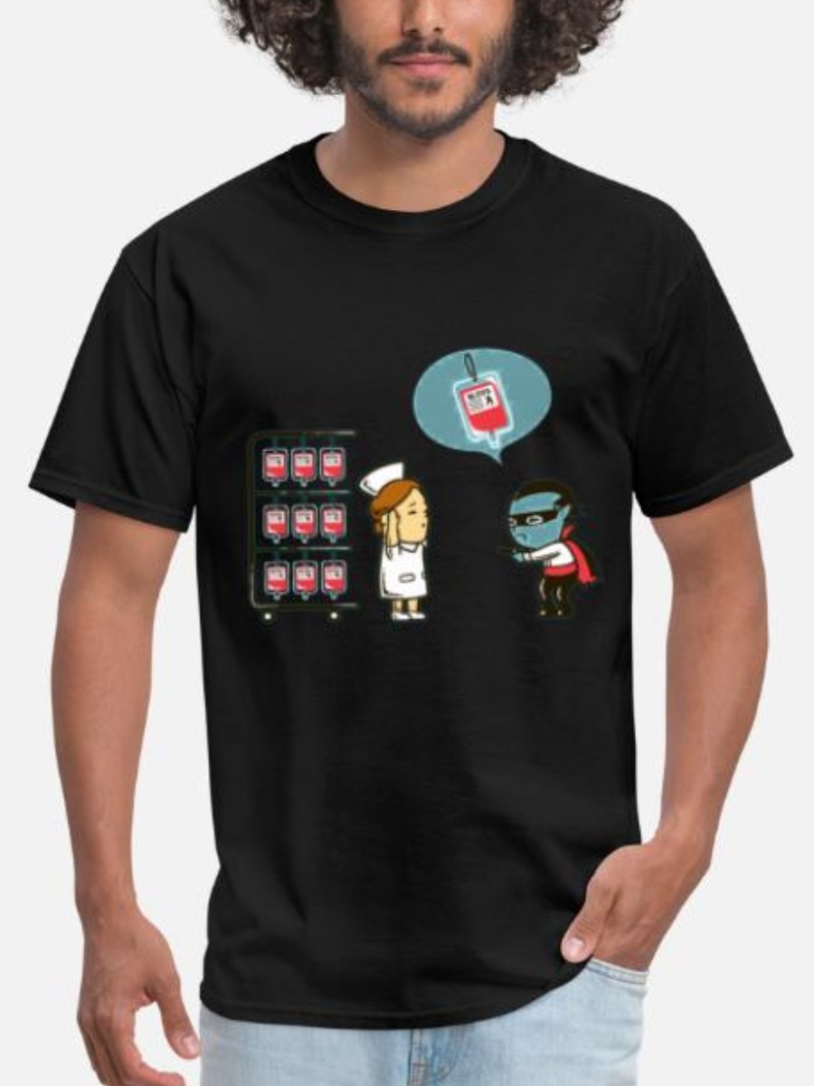 

Lovely Men Casual O Neck Cartoon Print Black T-shirt