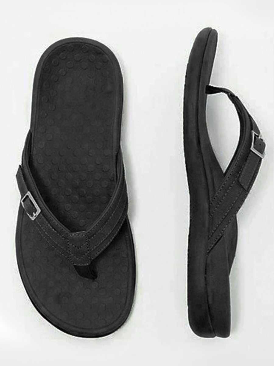 

Lovely Casual Buckle Design Black Slippers