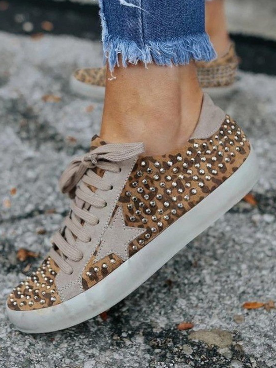 

Lovely Casual Leopard Print Lace-up Flats