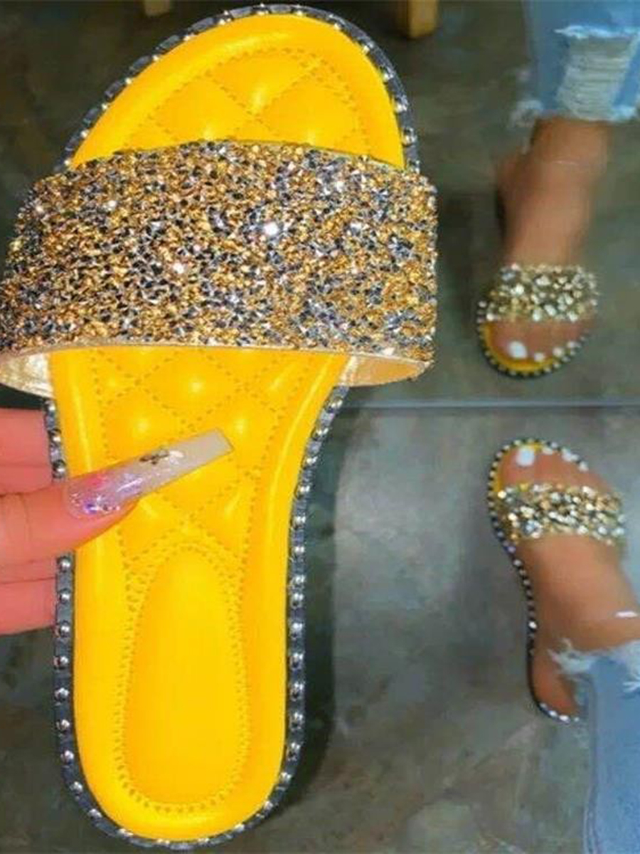

LW Street Sequined Yellow Slides