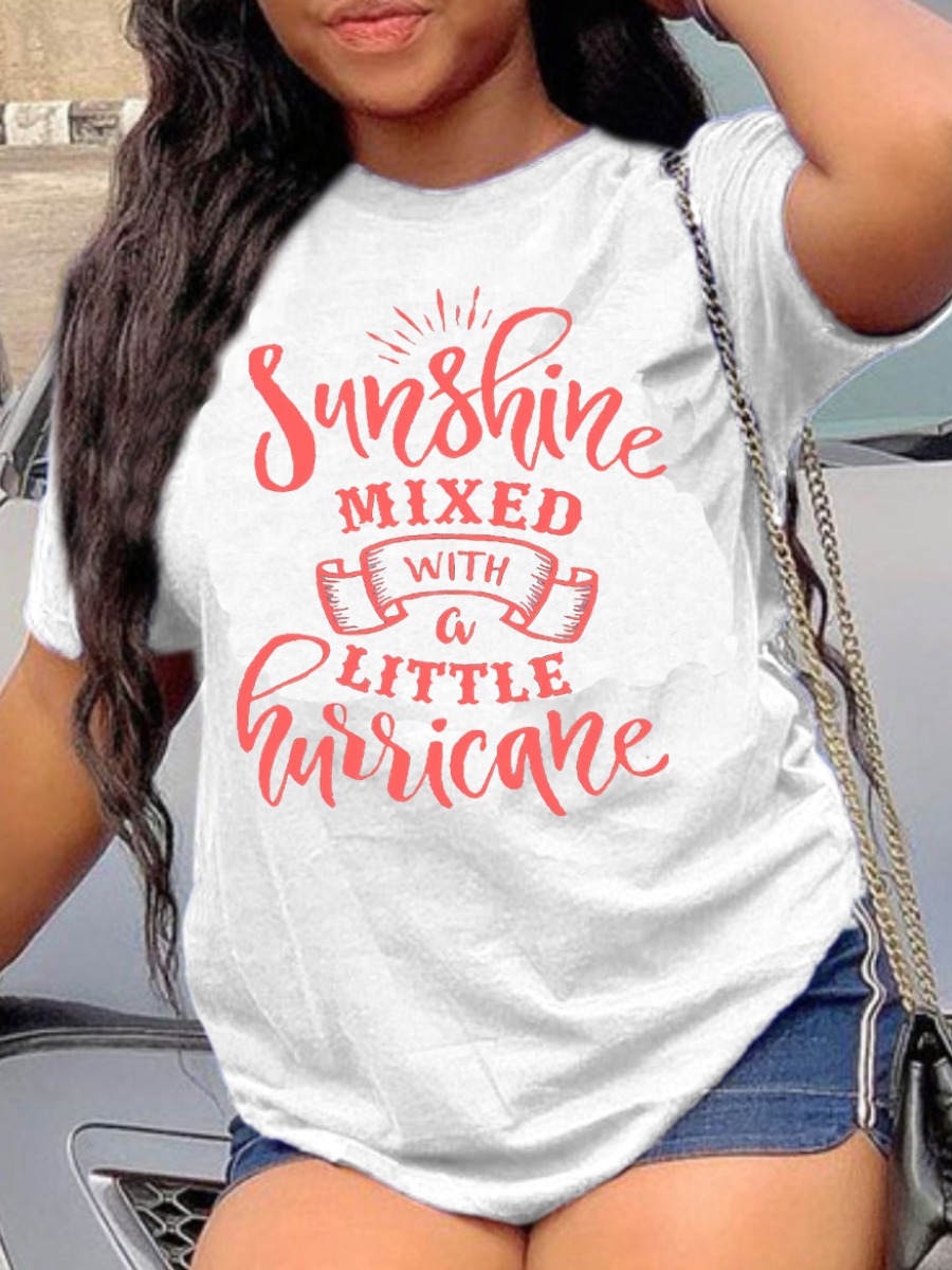 

Lovely Street O Neck Letter Print White T-shirt
