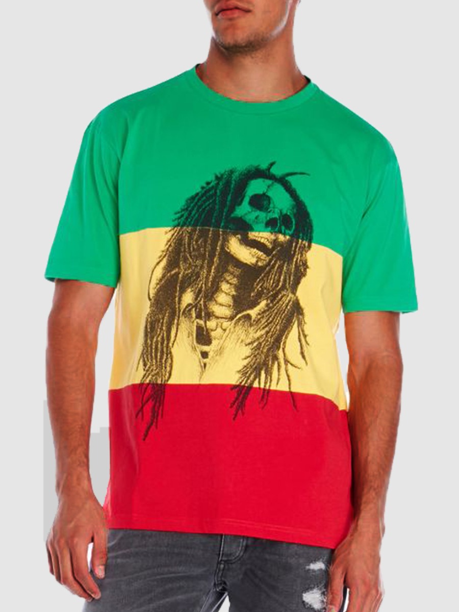 

Lovely Men Street Color-lump Skull Head Print Multicolor T-shirt, Multi