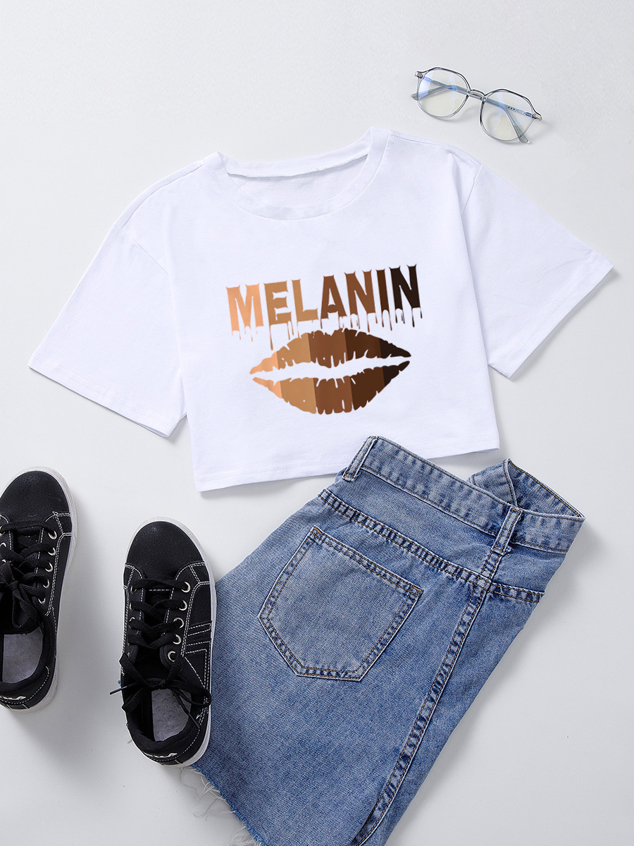 

LW Street Lip Letter Print White T-shirt