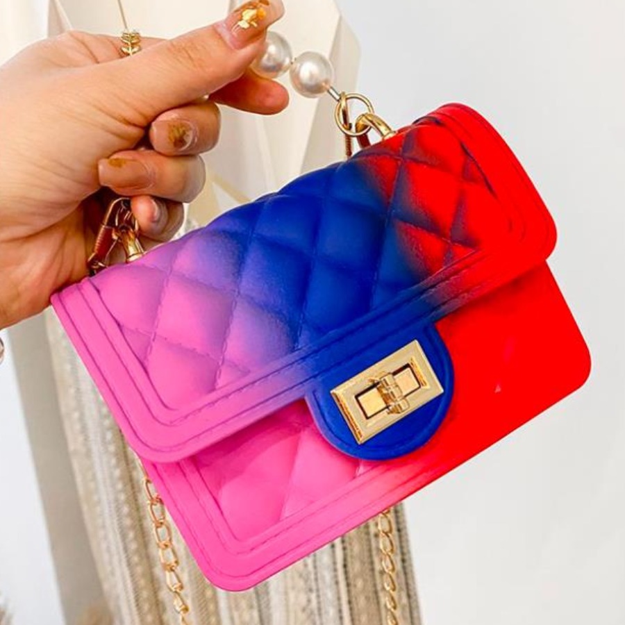 

LW Street Gradient Pearl Decoration Deep Blue Crossbody Bags