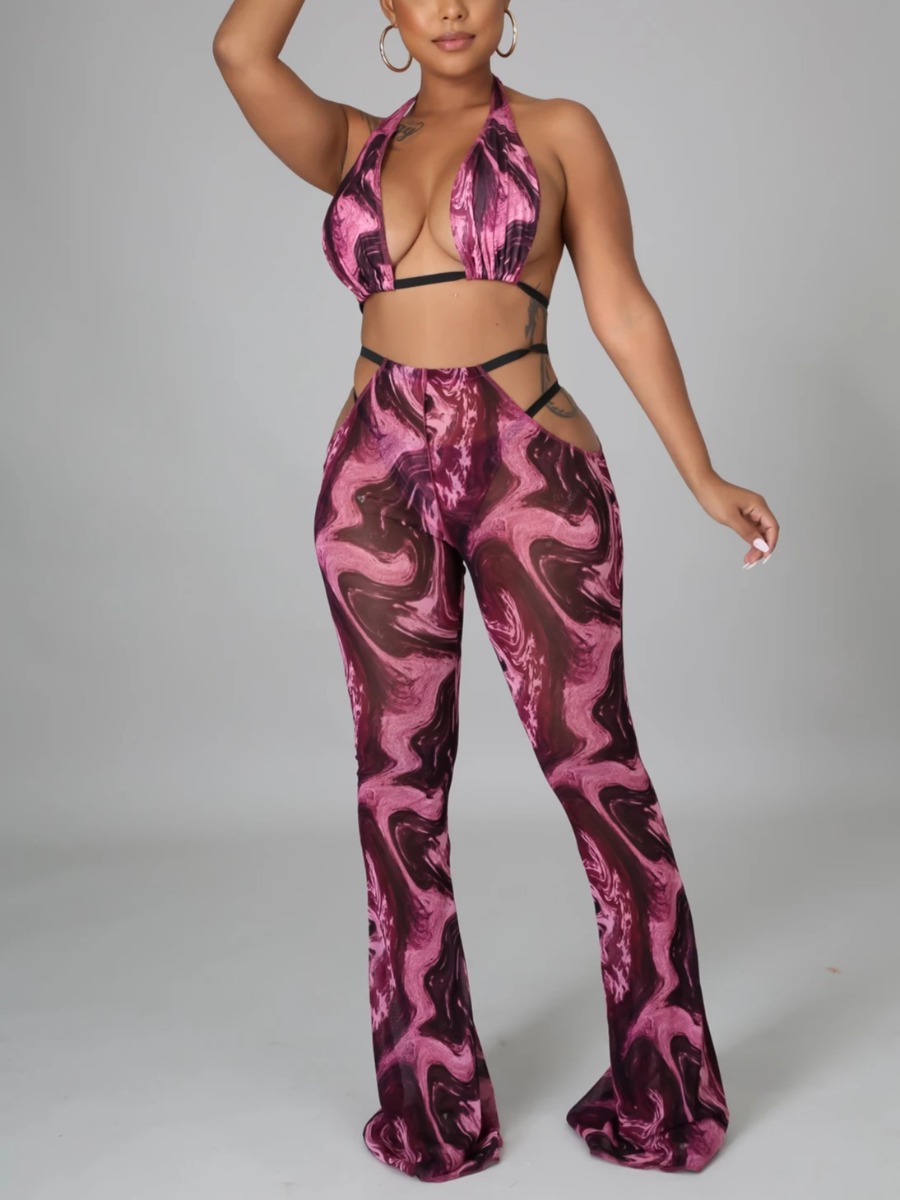 

Lovely Boho Whirlpool Bandage Design Multicolor Three-piece Swimsuit, Multi