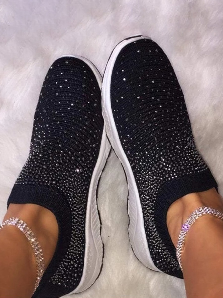 

Lovely Casual Sequined Black Flats