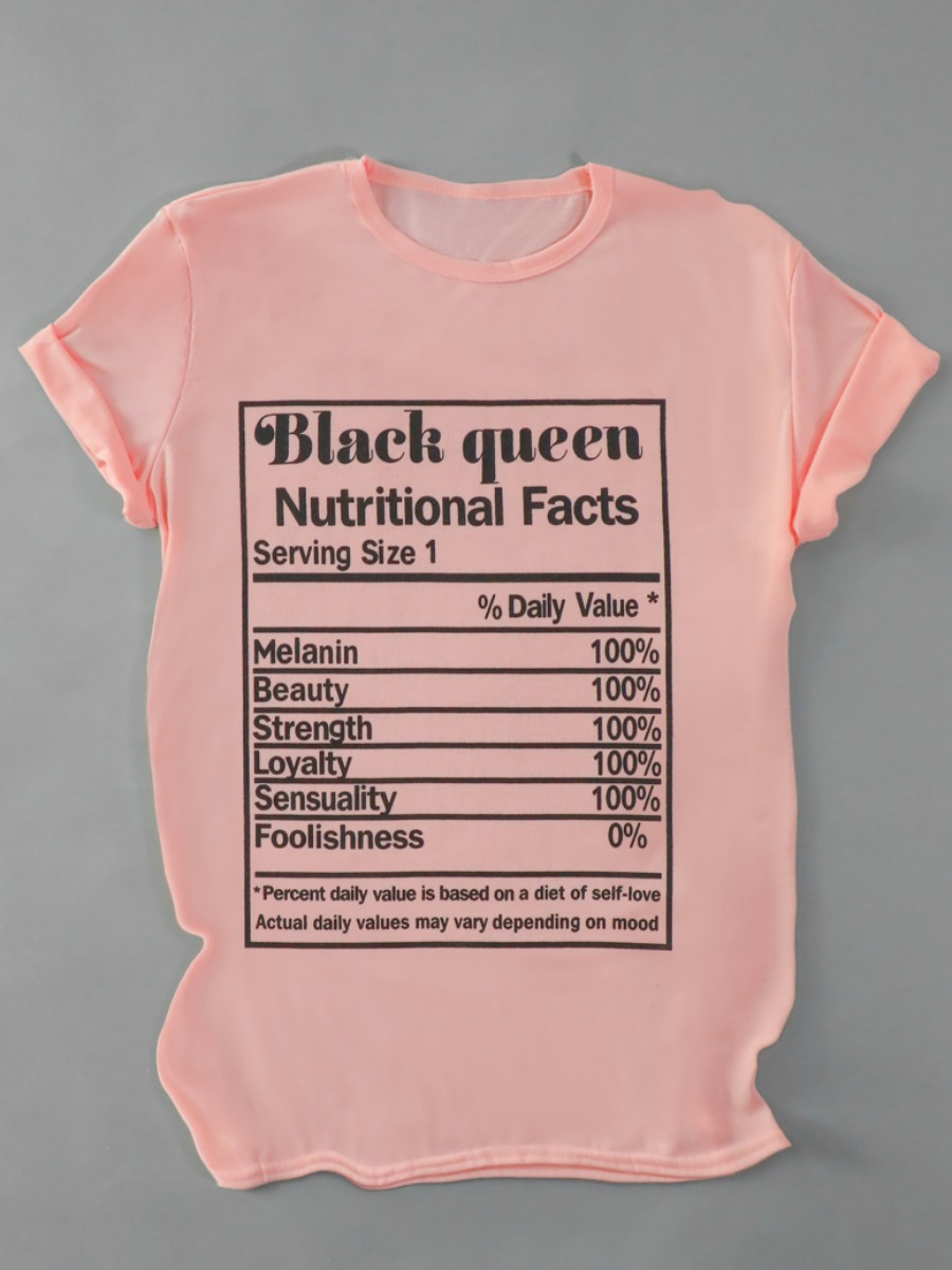 

Lovely Casual O Neck Letter Print Pink Plus Size T-shirt