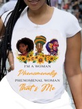 LW Plus Size Casual O Neck Letter Print Yellow T-shirt