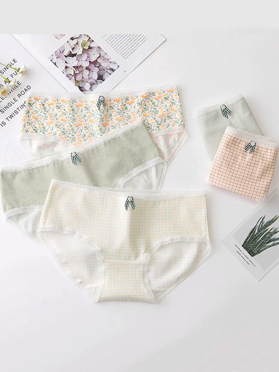

LW 3 Casual Floral Plaid Print Multicolor Panties (Random Colors), Multi