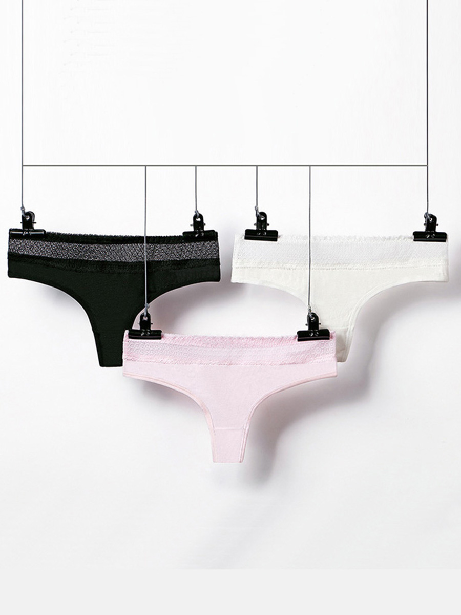 

Lovely 3 Sexy Plain Multicolor Panties(Random Colors), Multi